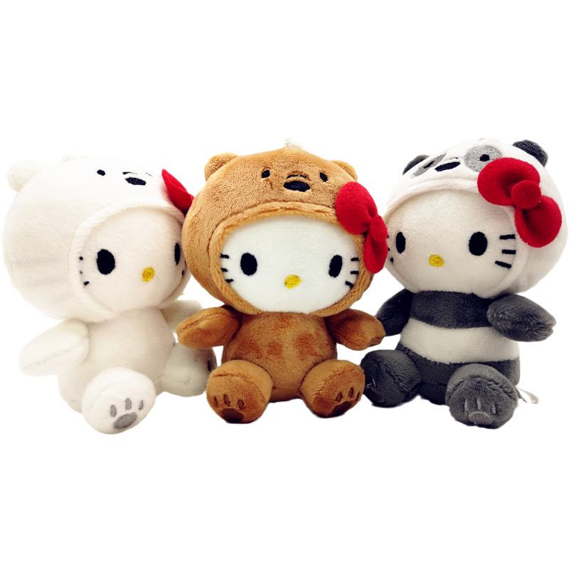 10CM Kawaii Anime Plush Toy Bow Kitty KT COS Brown bear White bear Panda Cute Soft - Hello Kitty Plush