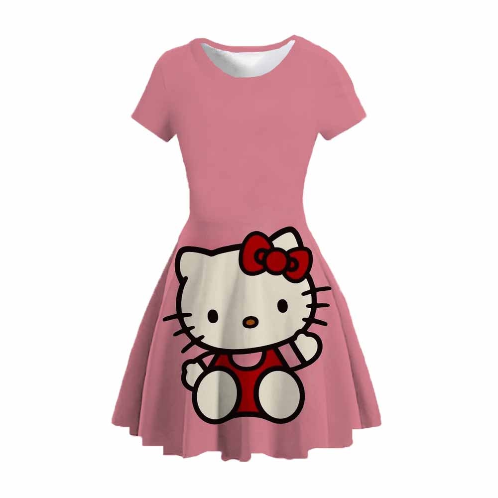2023Summer Toddler Girl Dress Sleeveless Hello Kitty 3D Print Kids Beach Dress Princess Dresses for Girls 1 - Hello Kitty Plush