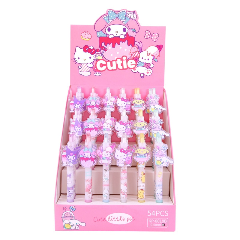 54pcs Sanrio Cartoon Press Pen Cute Hello Kitty Press Pen Melody Press Pen Student Writing Stationery 4 - Hello Kitty Plush