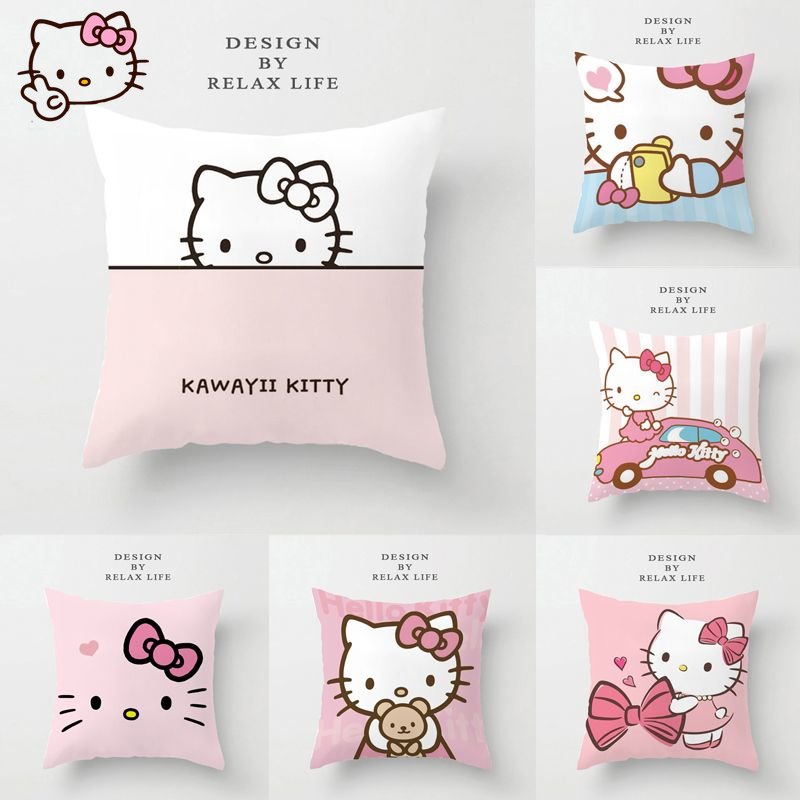 Cartoon Anime Hello Kitty Plush Toys Pillow Kawaii Lying Down Cartoon Cushion Set Living Room for - Hello Kitty Plush