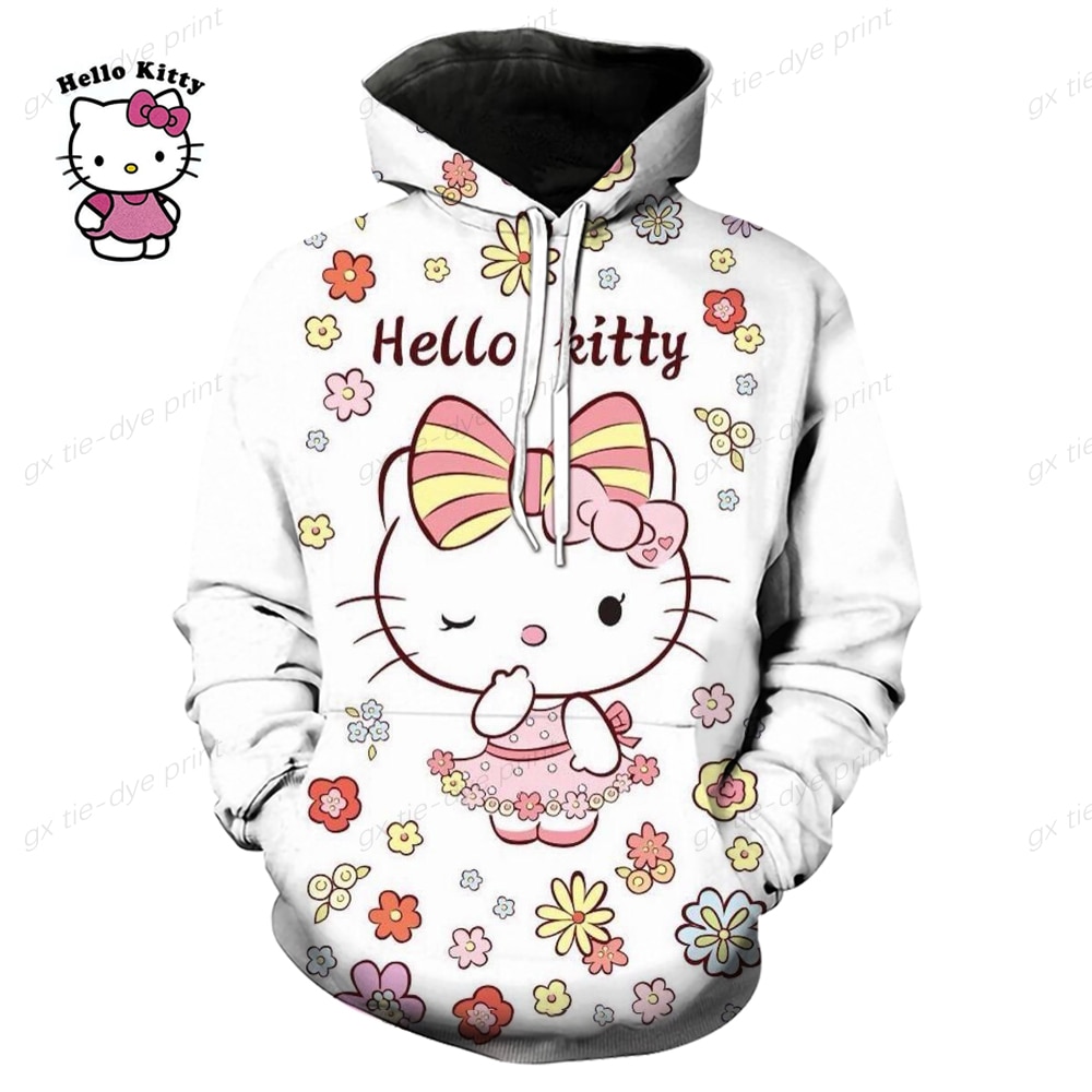 HELLO KITTY Hoodie Harajuku Funny Hoodies Women Ullzang Cute Korean Style Autumn Winter Kawaii Sweatshirt 90s - Hello Kitty Plush