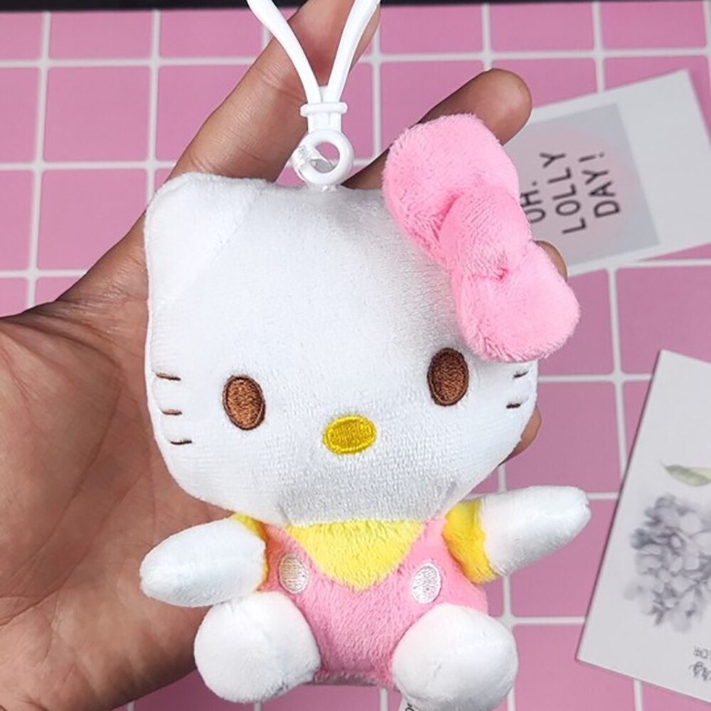 Hello Kitty Kawaii Sanrio Keychain 10Cm Plush Toys Cute Stuffed Cartoon Plushes Pendant Gifts for Girls 5 - Hello Kitty Plush