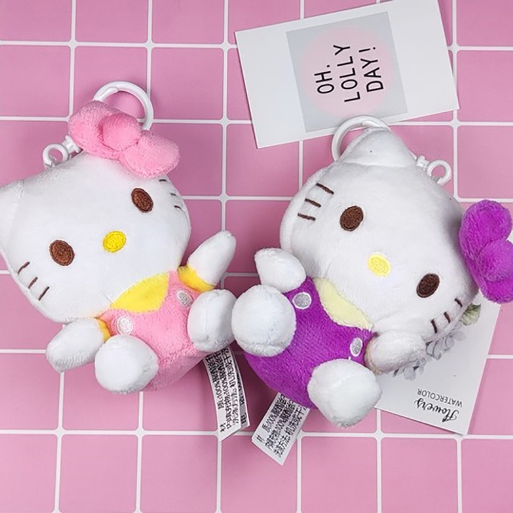 Hello Kitty Kawaii Sanrio Keychain 10Cm Plush Toys Cute Stuffed Cartoon Plushes Pendant Gifts for Girls - Hello Kitty Plush