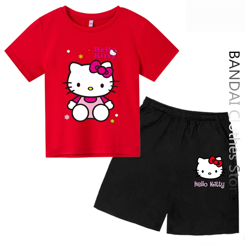 Hello Kitty Kids Tshirt Kuromi Girls T shirts Short Sleeve Women Streetwear Pullover Baby Boy Clothes 5 - Hello Kitty Plush