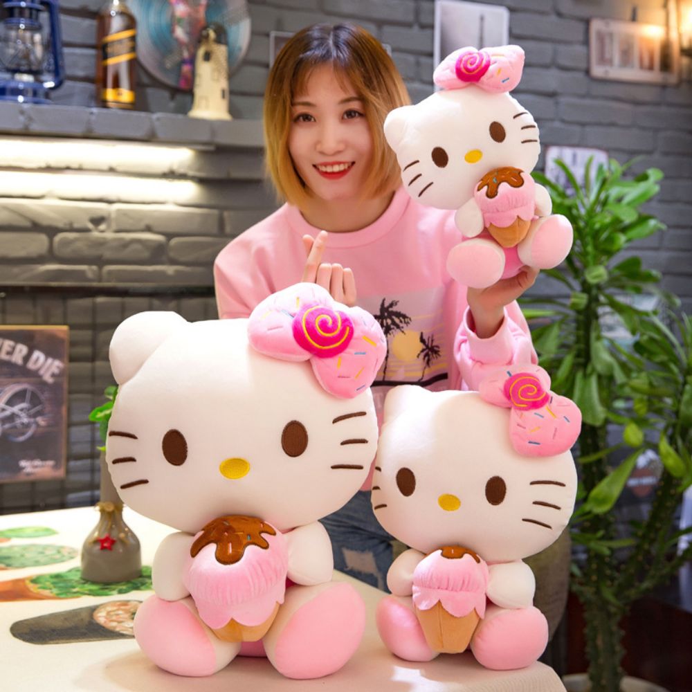 Sanrio 30Cm Hello Kitty Filling Plush Toys Stuffed Animal Kawaii Room Decorate Gift Plushies For Girls 4 - Hello Kitty Plush