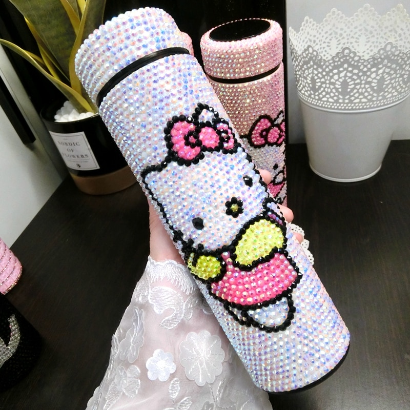Sanrio Hello Kitty Thermos Cup Cute Water Bottle Sparkling Stainless Steel Tumblers 500Ml Glitter Tumbler Cup 1 - Hello Kitty Plush