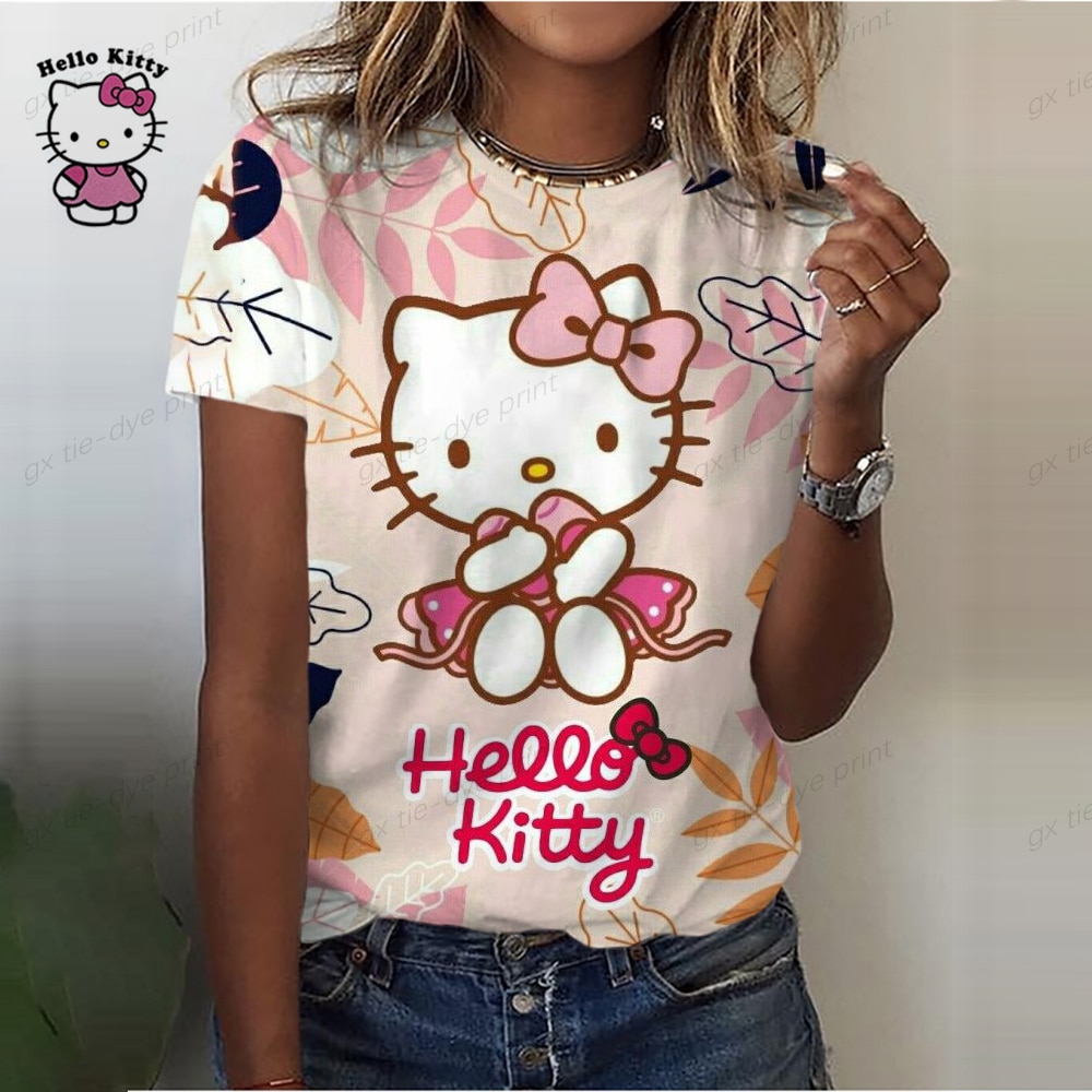 Summer Women T Shirt Hello Kitty 3d Printed O Neck Casual Ladies Tee Female Top Harajuku - Hello Kitty Plush
