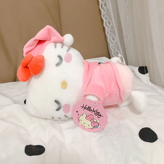 Takara Tomy Sanrio Plush Sleeping Toys Fluffy Stuffed Kitty My Melody Kuromi Ragdoll Dol Home Decor - Hello Kitty Plush
