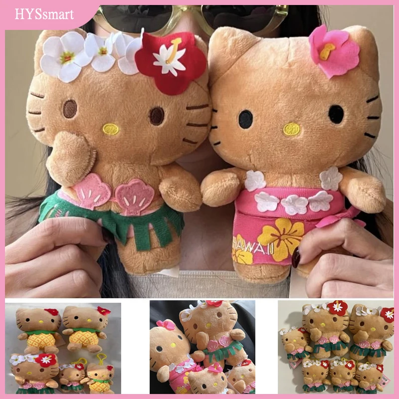 2023 Cartoon Sanrio Hello Kitty Plush Filled Keychain Doll Pillow Hawaiian Collection Cute Kids Birthday Gift 1 - Hello Kitty Plush