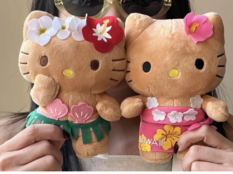 2023 Cartoon Sanrio Hello Kitty Plush Filled Keychain Doll Pillow Hawaiian Collection Cute Kids Birthday Gift 3 - Hello Kitty Plush