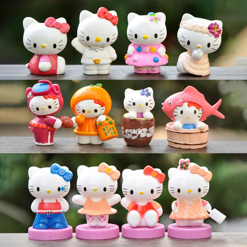 8pcs Cute Hello Kitty Mini Action Figure Cake Topper Figurines Garden Plant Decoration Party Supplies Birthday - Hello Kitty Plush
