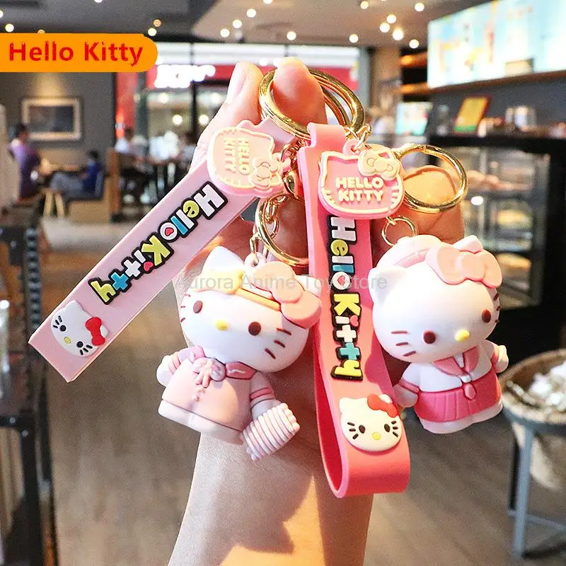 Anime Kawaii Sanrio Hello Kitty Keychain Pendant Holder Key Chain Car Keyring Mobile Phone Bag Hanging 2 - Hello Kitty Plush