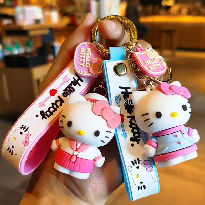Anime Kawaii Sanrio Hello Kitty Keychain Pendant Holder Key Chain Car Keyring Mobile Phone Bag Hanging 3 - Hello Kitty Plush
