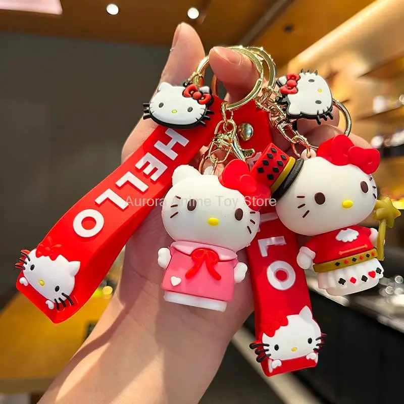 Anime Kawaii Sanrio Hello Kitty Keychain Pendant Holder Key Chain Car Keyring Mobile Phone Bag Hanging 5 - Hello Kitty Plush
