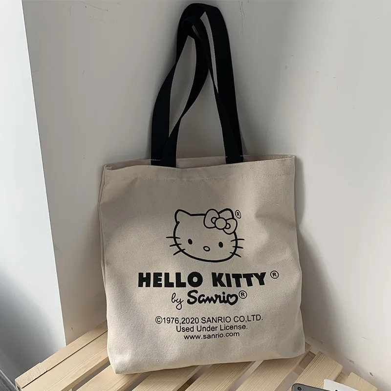 Canvas Tote Bag hello kitty Aesthetic Personalized Custom Reusable Grocery Bags Shopping Shoulder Bag cute travel 2 - Hello Kitty Plush