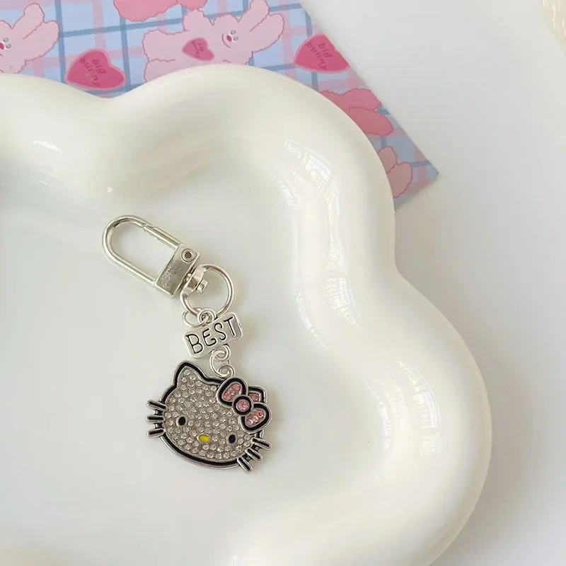 Cartoon Hello Kitty Key Chains Sanrio Best Friend Keychain Flash Diamond Pendant Girl Heart Student Bag 4 - Hello Kitty Plush