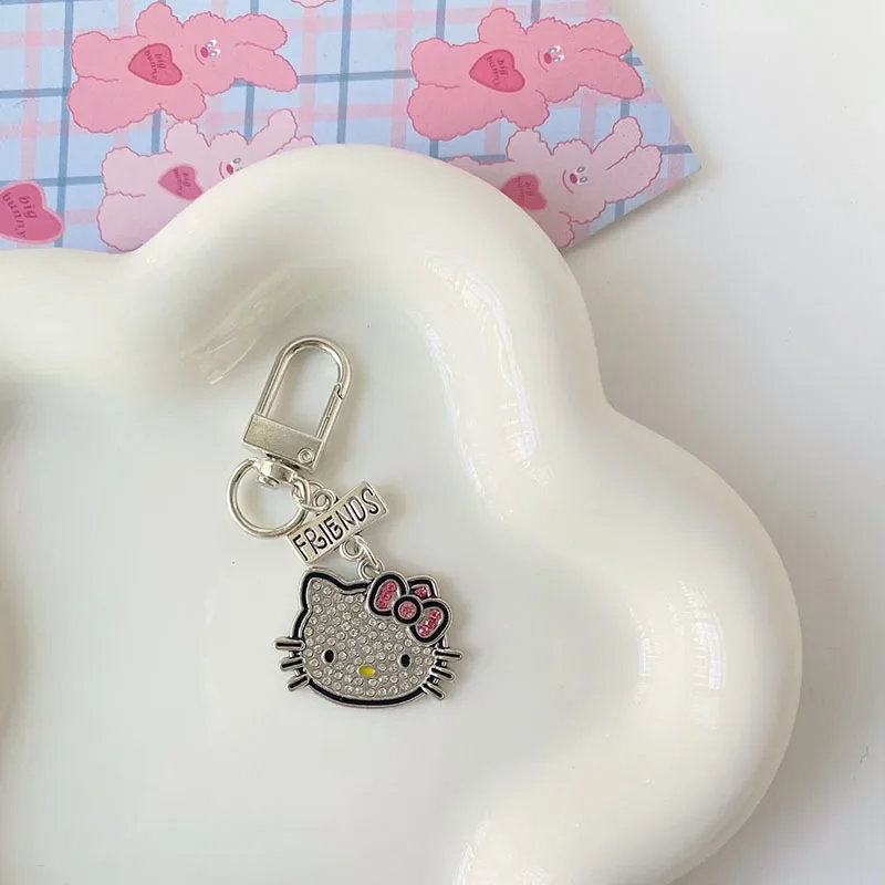 Cartoon Hello Kitty Key Chains Sanrio Best Friend Keychain Flash Diamond Pendant Girl Heart Student Bag 5 - Hello Kitty Plush