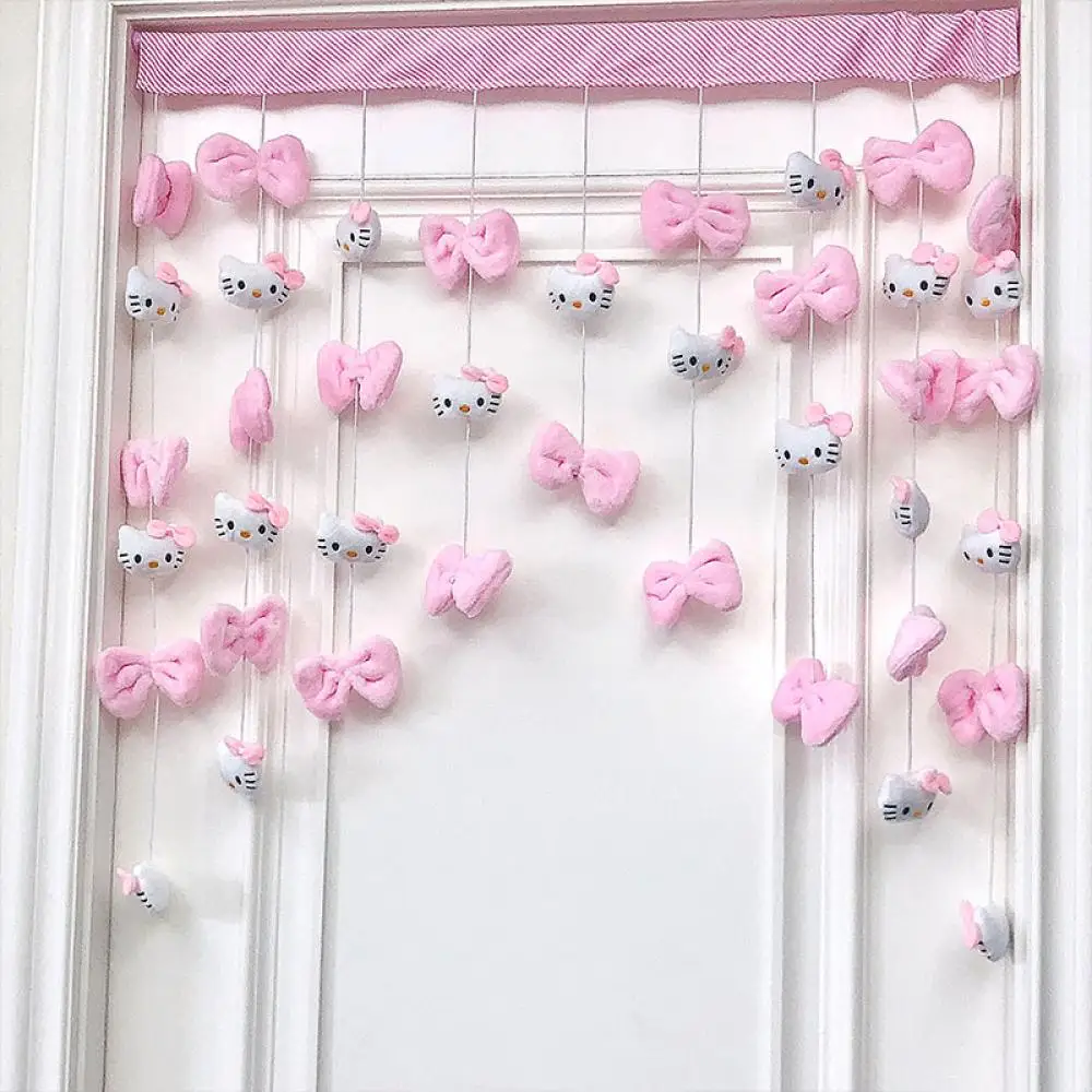 Curtain Kawaii Sanrio Hello Kitty Kt Anime Figure Partition Bead Curtain Decorate Child Household Bedroom Porch 2 - Hello Kitty Plush