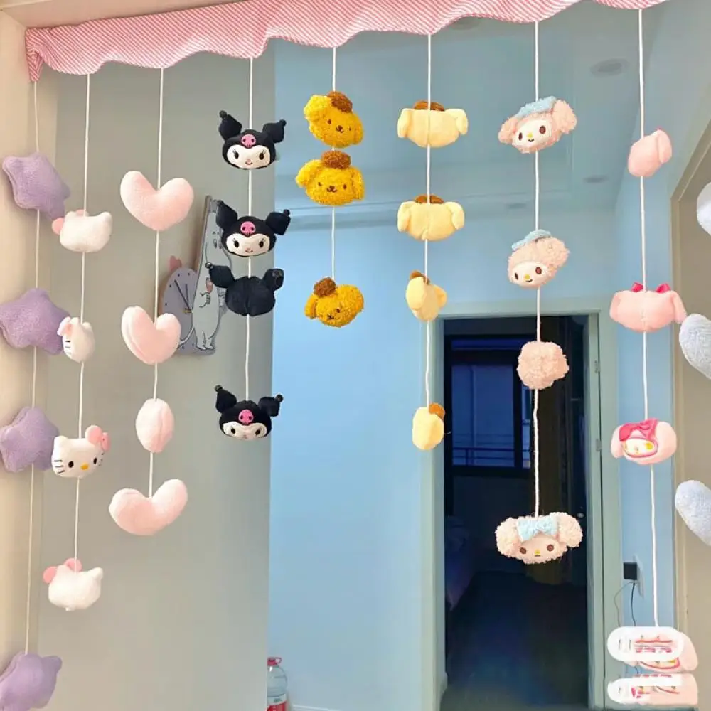 Curtain Kawaii Sanrio Hello Kitty Kt Anime Figure Partition Bead Curtain Decorate Child Household Bedroom Porch 3 - Hello Kitty Plush