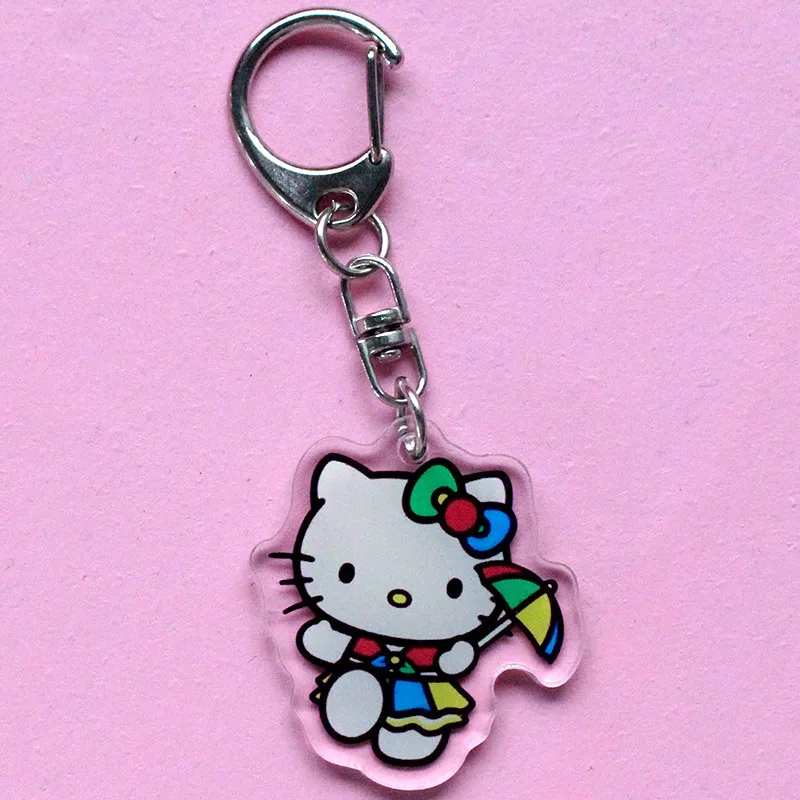 Hello Kitty Acrylic Keychain Accessories Sanrio Anime Figures Key Chain Pendant Cartoon Cosplay Chains Keyring Accessoried 4 - Hello Kitty Plush