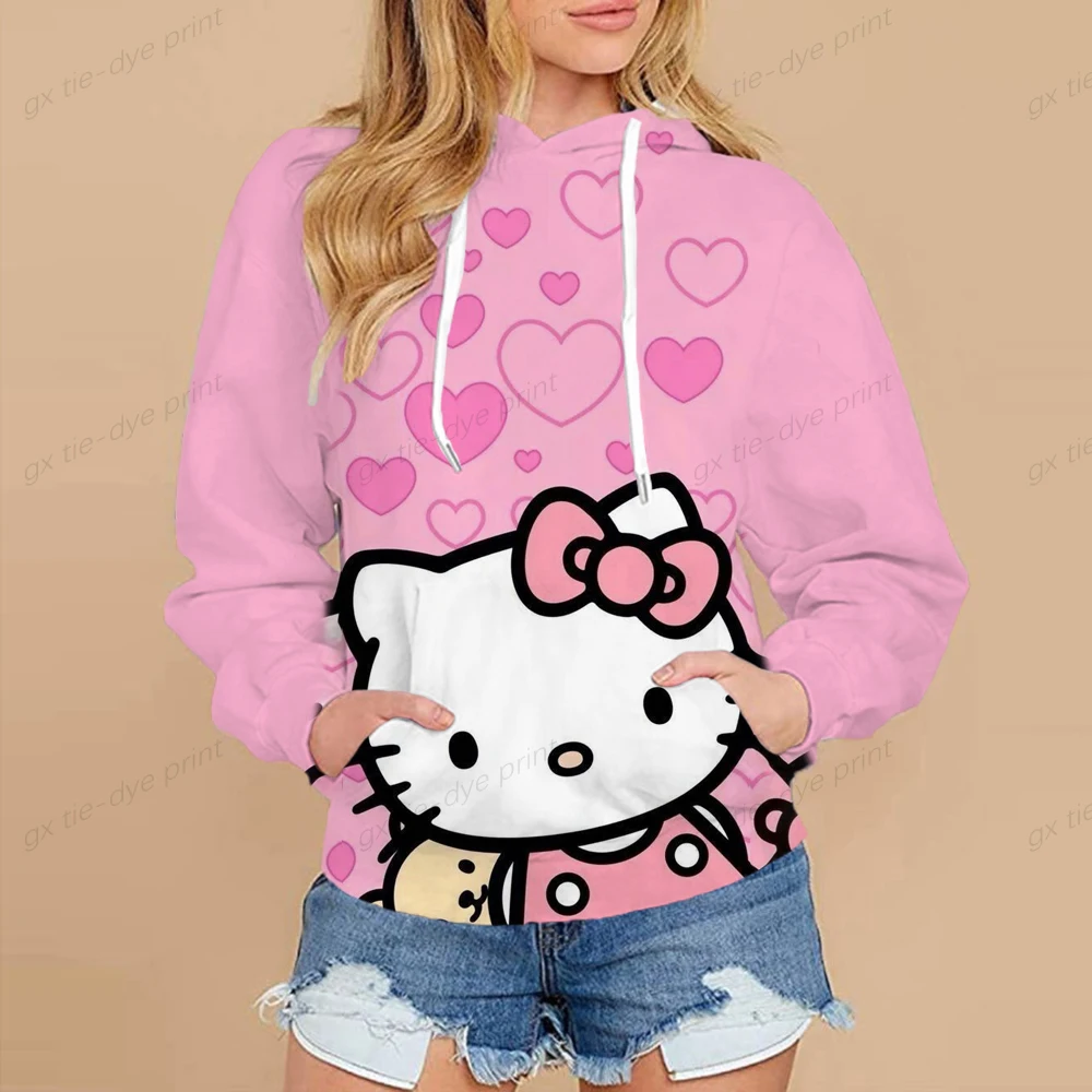 Hello Kitty Cartoon Hello Kitty Hoodies Women Kawaii Hello Kitty Graphic Streetwear Funny Unisex Tops Anime 2 - Hello Kitty Plush