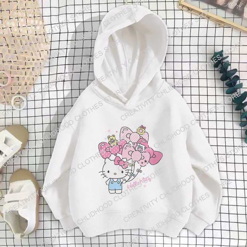 Hello Kitty Children Hoodies Sweatshirt Kawaii New Sanrio Pullover Fashion Anime Cartoons Casual Clothes Girls Boy 4 - Hello Kitty Plush