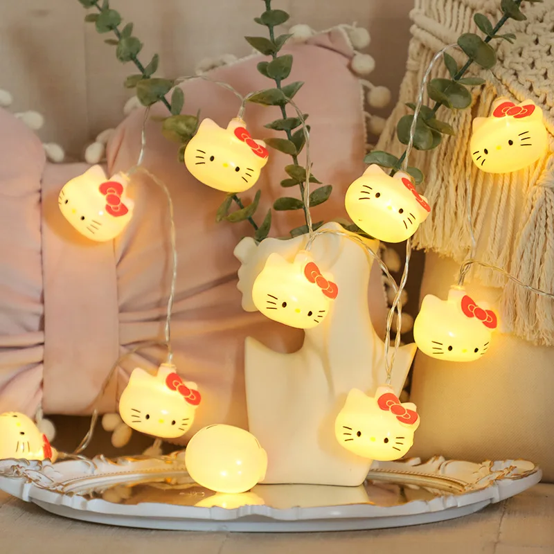 Kawaii Hello Kitty Led String Light Cute Sanrio Anime Figure USB Strip Lights USB Home Decoration - Hello Kitty Plush