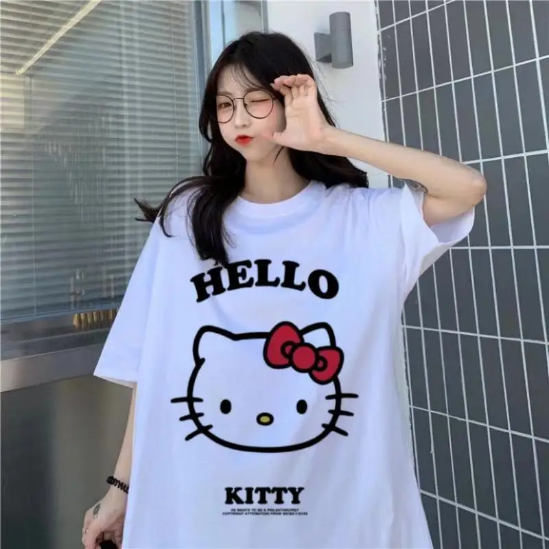 Kawaii Hello Kitty Shirt Y2K Top Women Clothes Cotton Anime Kawaii Short Sleeve New Summer Loose 5 - Hello Kitty Plush