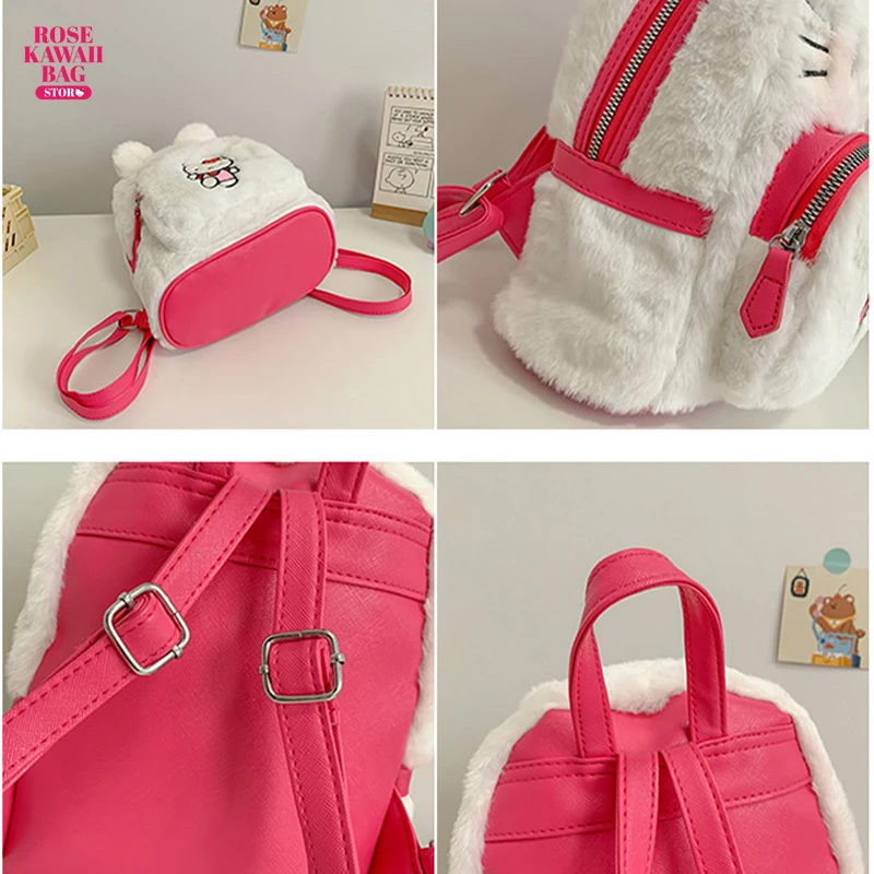 Kawaii Sanrio Backpack Hello Kitty Kuromi Cartoon Plush Bag Anime Cute Hello Kitty Plush Backpack High 1 - Hello Kitty Plush