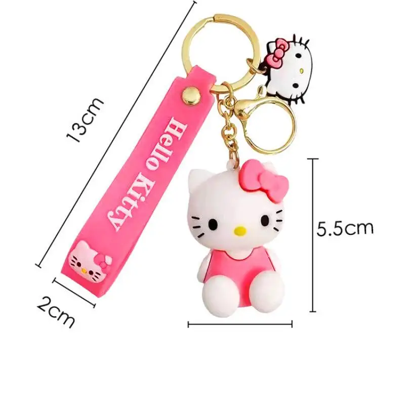 Kawaii Sanrio Hello Kitty Keychain Cartoon Doll Cute Kitty Pvc Key Chain Soft Rubber Car Key 5 - Hello Kitty Plush