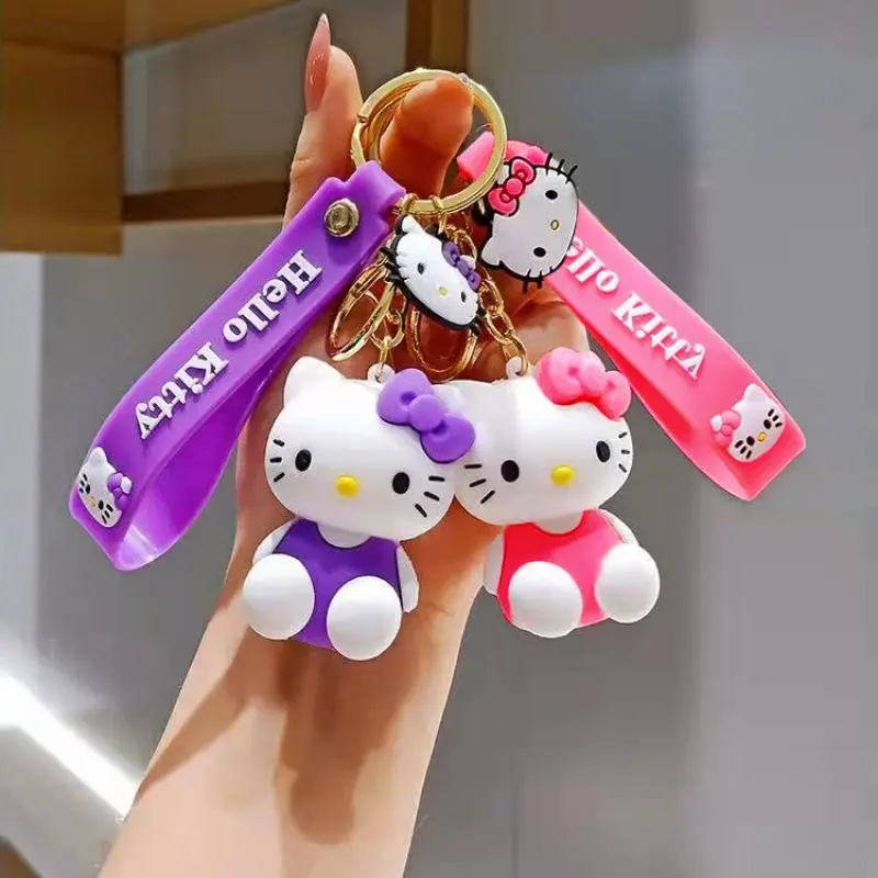 Kawaii Sanrio Hello Kitty Keychain Cartoon Doll Cute Kitty Pvc Key Chain Soft Rubber Car Key - Hello Kitty Plush
