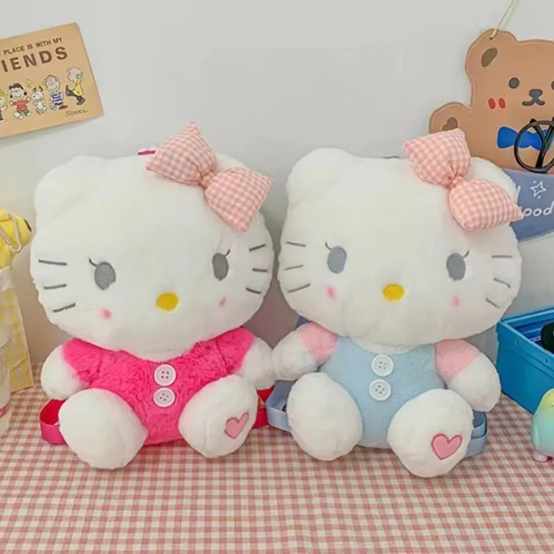 New Sanrio Hello Kitty Kawaii Plush Backpack Stuffed Animals Dolls Toys Plushie Bag Anime Cartoon Kt 1 - Hello Kitty Plush