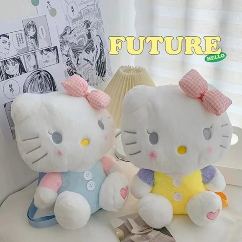 New Sanrio Hello Kitty Kawaii Plush Backpack Stuffed Animals Dolls Toys Plushie Bag Anime Cartoon Kt 2 - Hello Kitty Plush