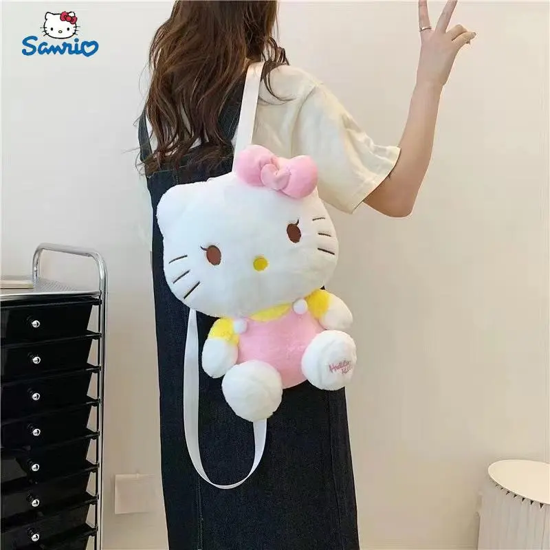 New Sanrio Hello Kitty Kawaii Plush Backpack Stuffed Animals Dolls Toys Plushie Bag Anime Cartoon Kt - Hello Kitty Plush