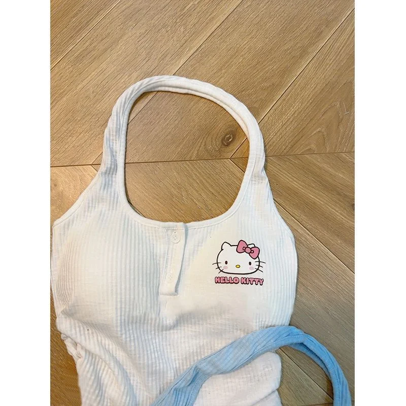 Sanrio Anime Hello Kitty Camisole Spring and Summer New Hot Girl Y2K Knitted Inner Bottoming Shirt 3 - Hello Kitty Plush