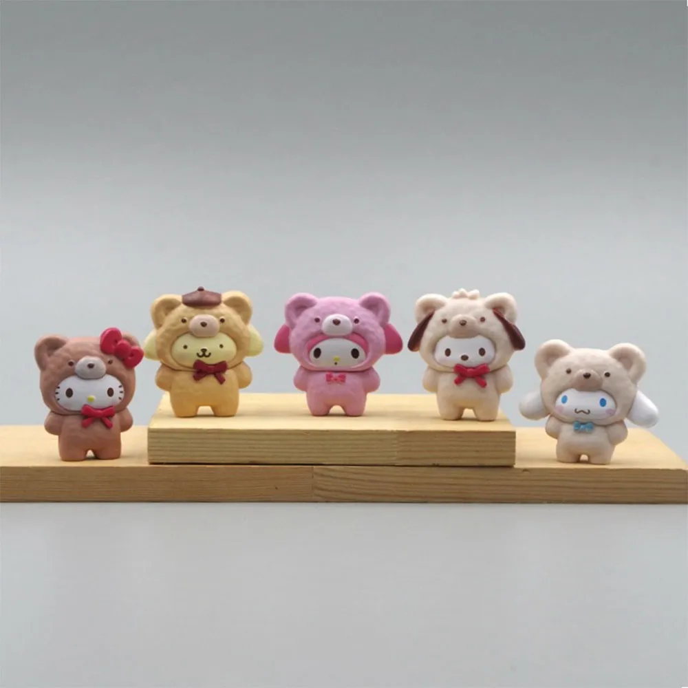 Sanrio Bear Anime Figure Melody Cinnamoroll Hello Kitty Kawaii Doll Cartoon Model 5Pcs Suite Decoration Toys - Hello Kitty Plush