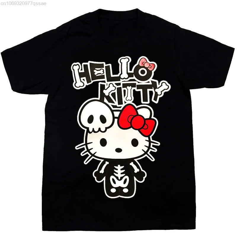 Sanrio Hello Kitty Halloween Goth T shirt Y2k Gothic Women Tees Hip hop Skeleton Tops Student 5 - Hello Kitty Plush