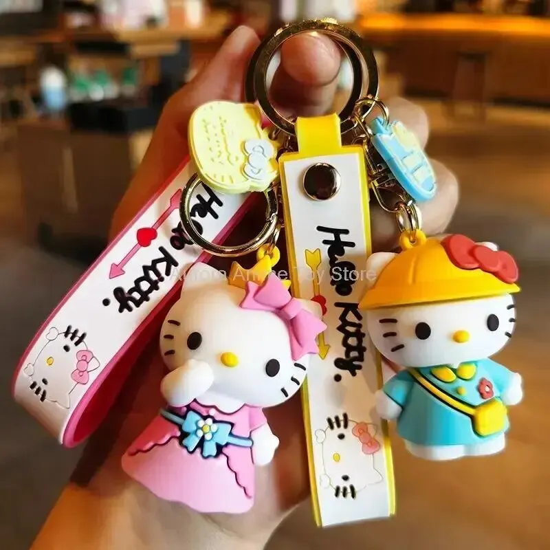 Sanrio Hello Kitty Keychain Kawaii Anime Cartoon Cinnamoroll Car Key Ring Dolls Pendant Backpack Ornaments Gifts 3 - Hello Kitty Plush