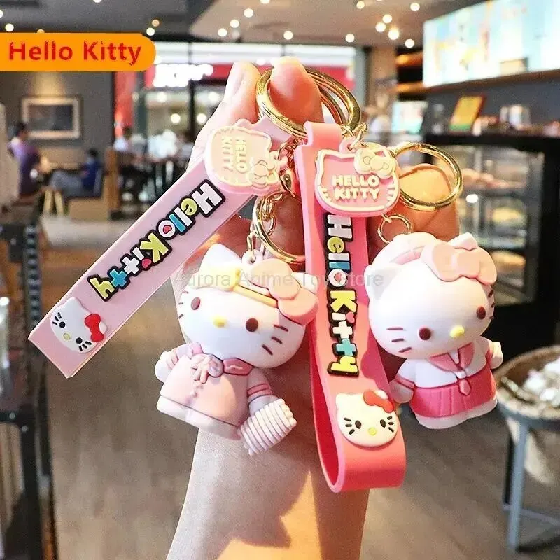 Sanrio Hello Kitty Keychain Kawaii Anime Cartoon Cinnamoroll Car Key Ring Dolls Pendant Backpack Ornaments Gifts 5 - Hello Kitty Plush