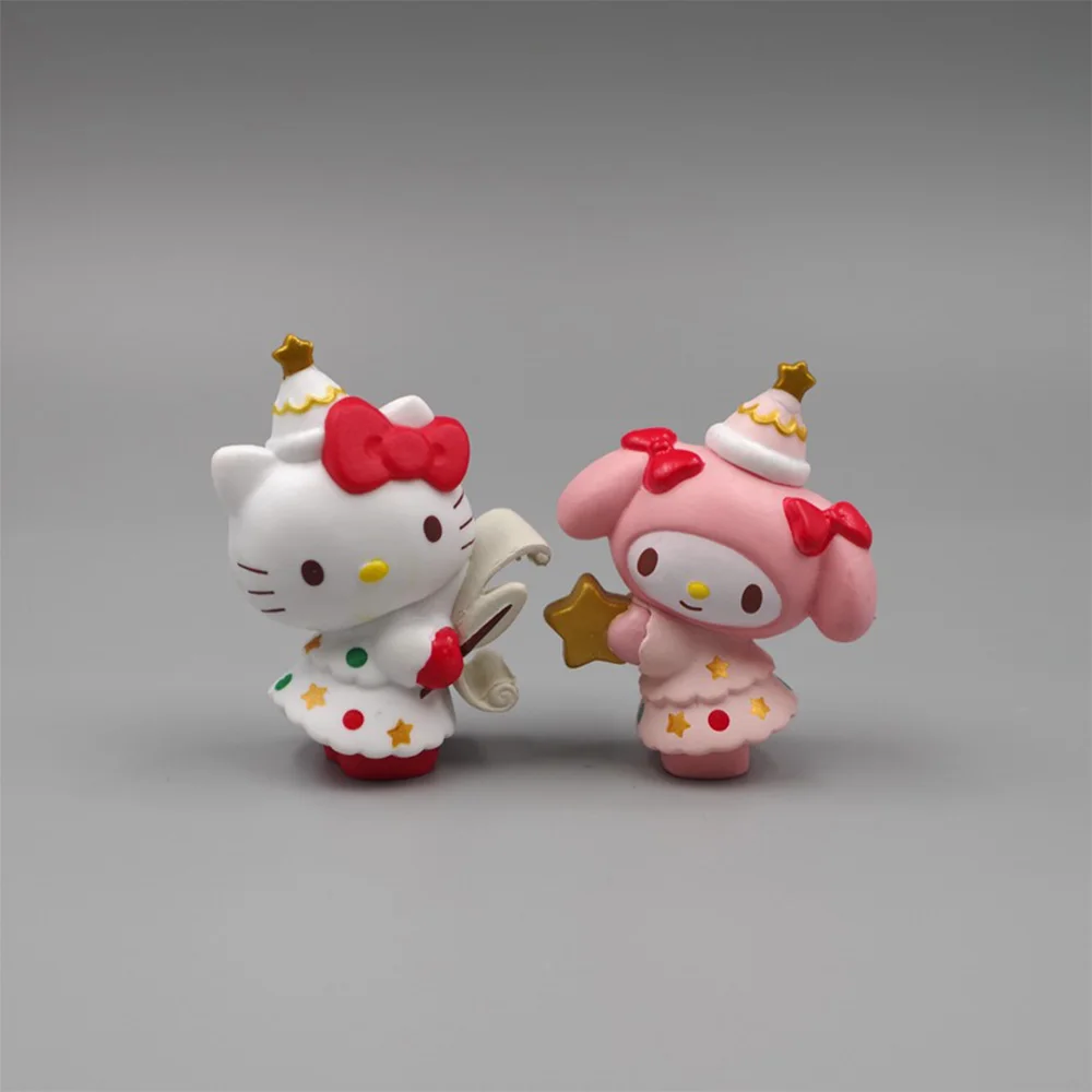 Sanrio My Melody Kuromi Cinnamoroll Hello Kitty Merry Christmas Decoration for Gifts Anime Figure Kawaii Toys 2 - Hello Kitty Plush