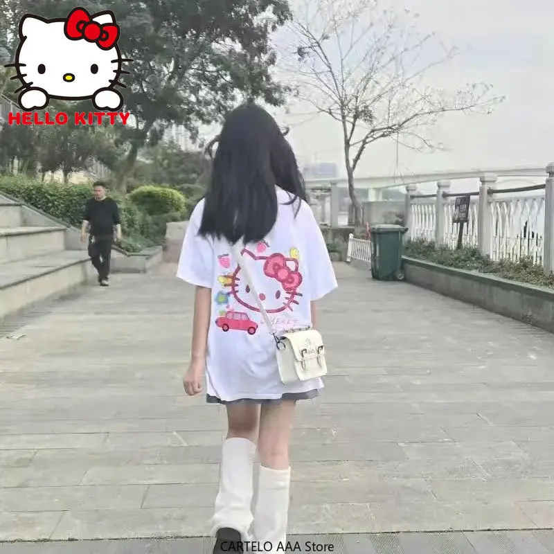 Summer Hello Kitty Casual Short Sleeved T Shirt For Women Loose Korean Fashion Y2k Top Sanrio 5 - Hello Kitty Plush